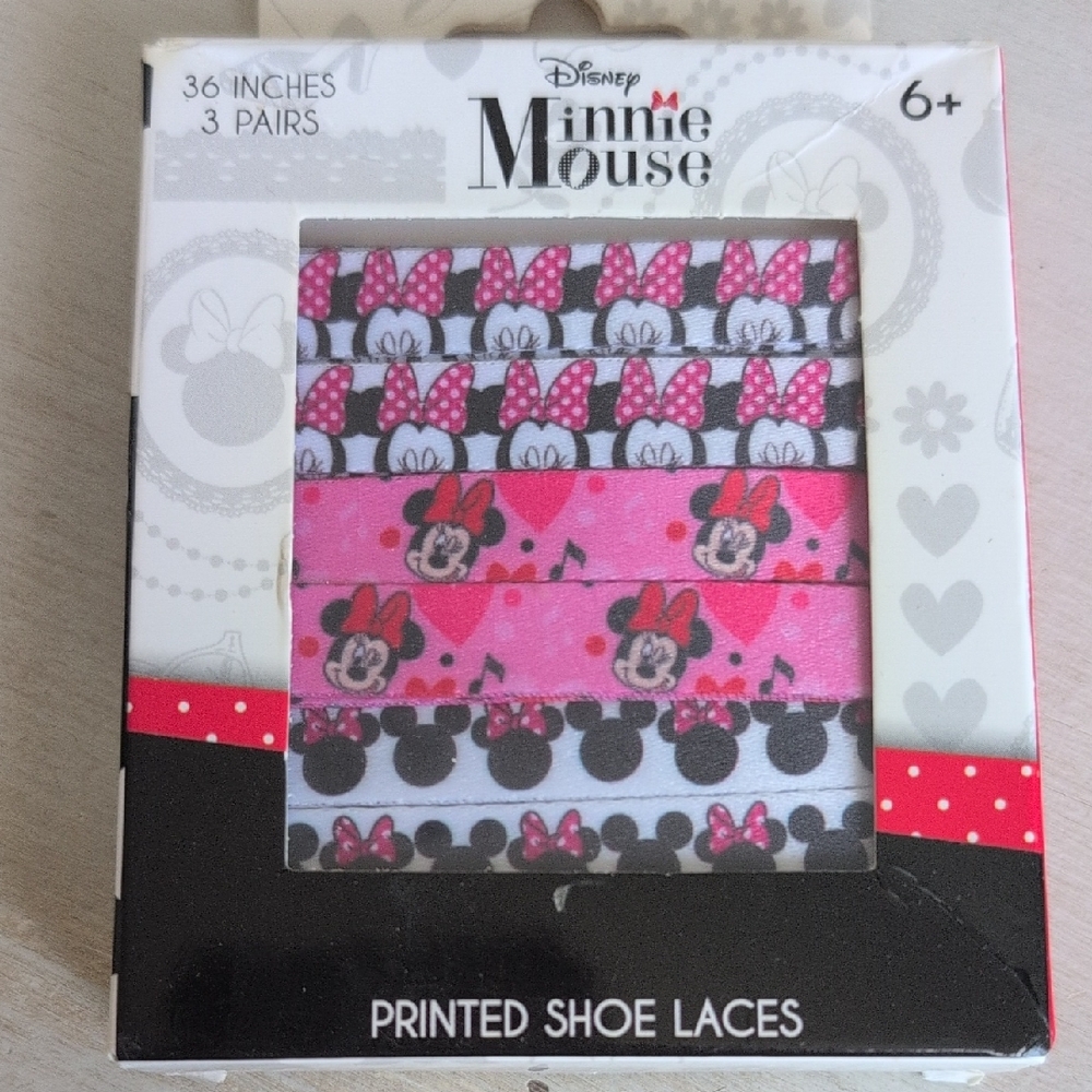 Disney Minnie Mouse Pink and White Shoe Laces